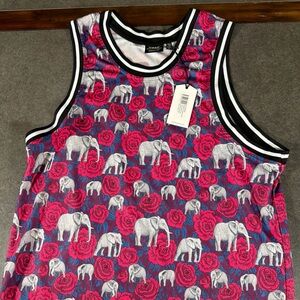 Wesc Kids Tank Top with Elephants and Roses - Red and Gray